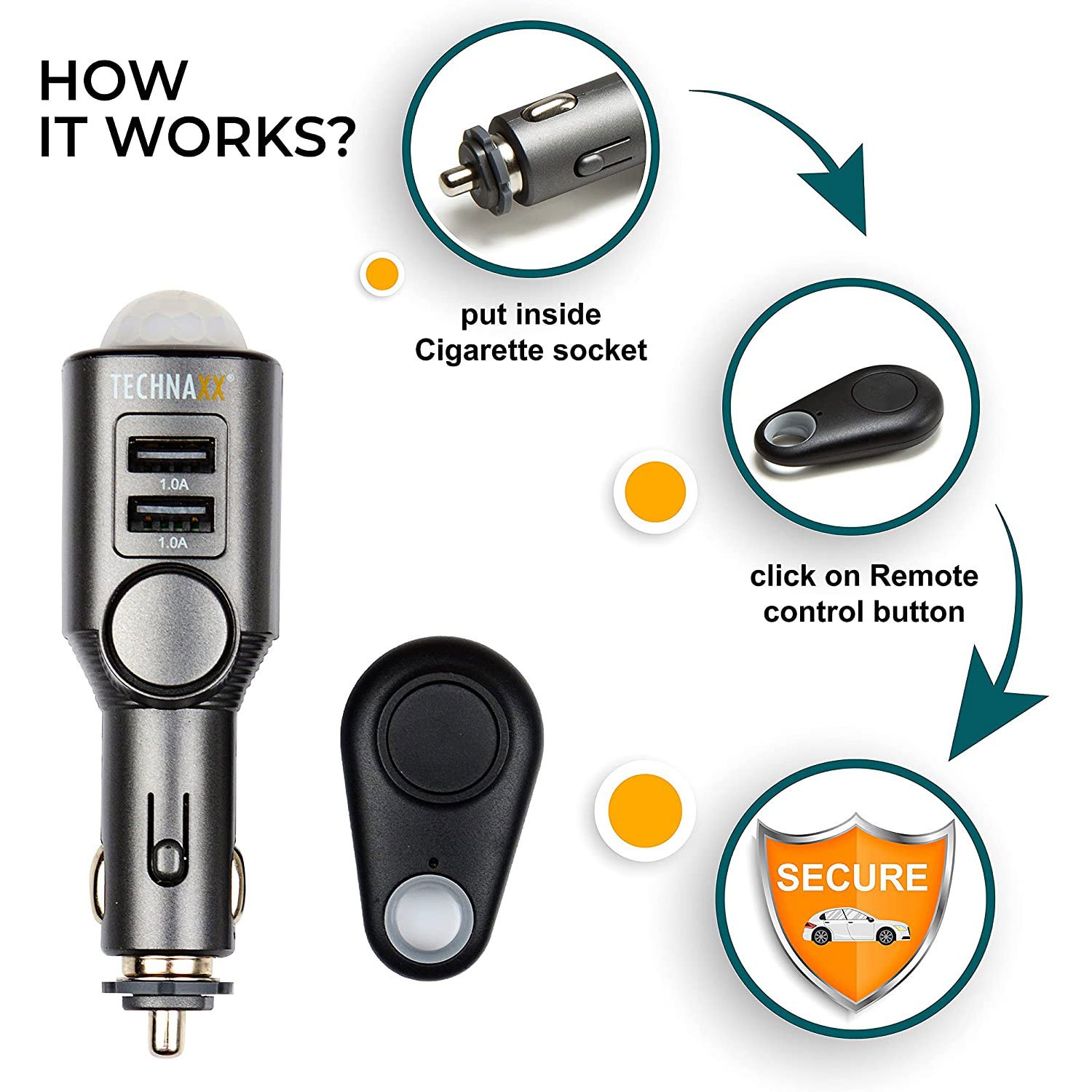 Technaxx car Alarm with Charging Function TX-100 - Bilde 3