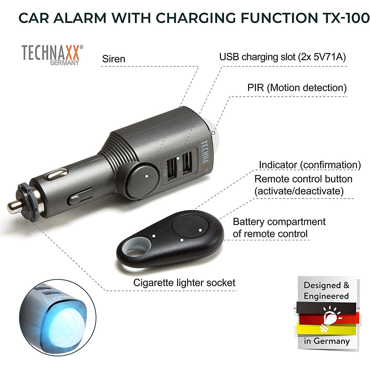 Technaxx car Alarm with Charging Function TX-100 - Bilde 2