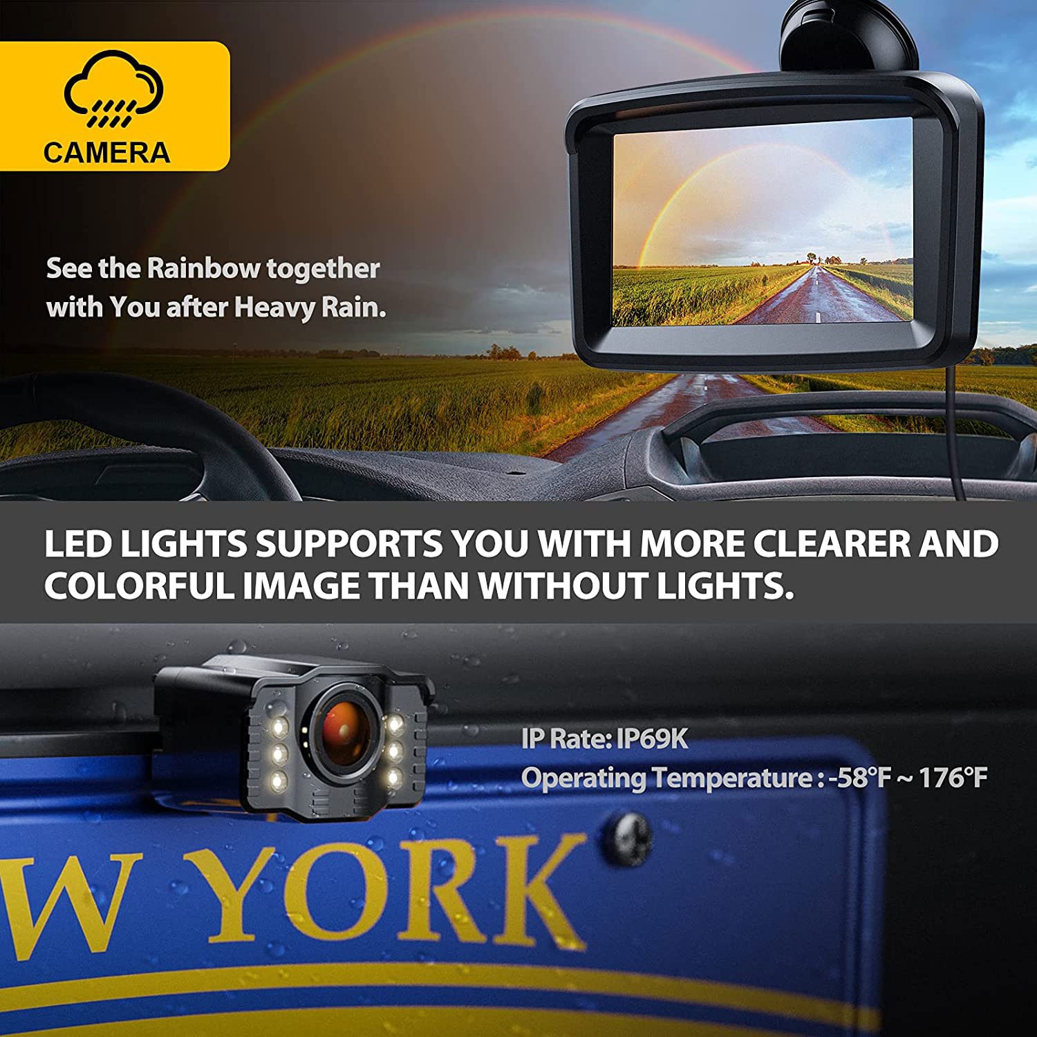 5" Monitor with 1080P Backup Camera for Truck - Bilde 3